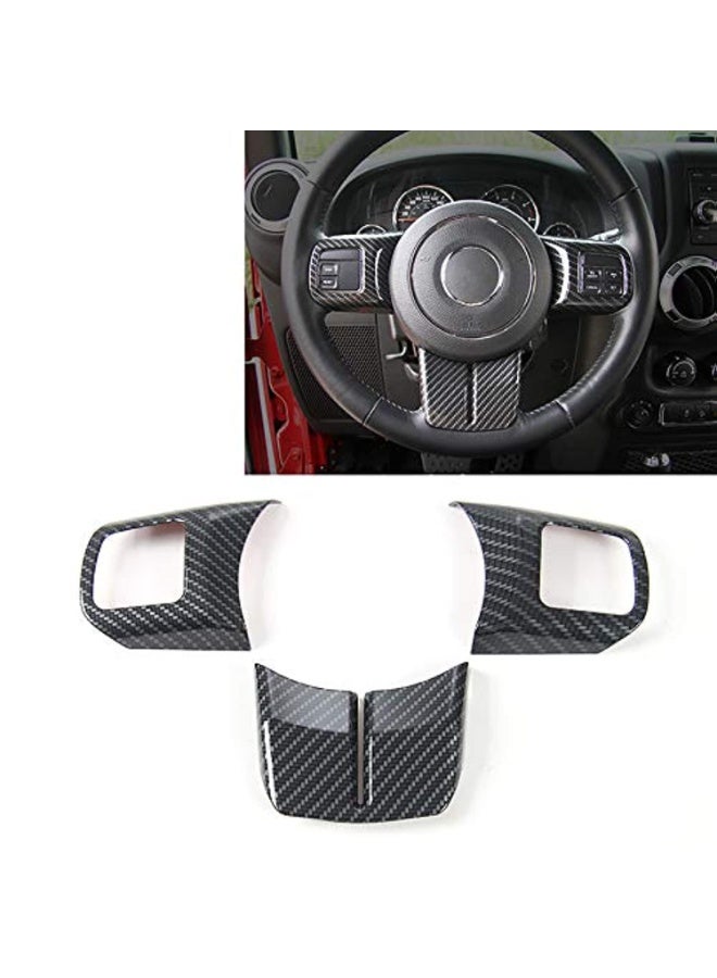 KISSUN Interior Steering Wheel Decoration Trim Kits For Jeep Wrangler 2011-2017 JK Unlimited Patriot Compass & Grand Cherokee 2011-2013 (Carbon fiber texture) - Image 1