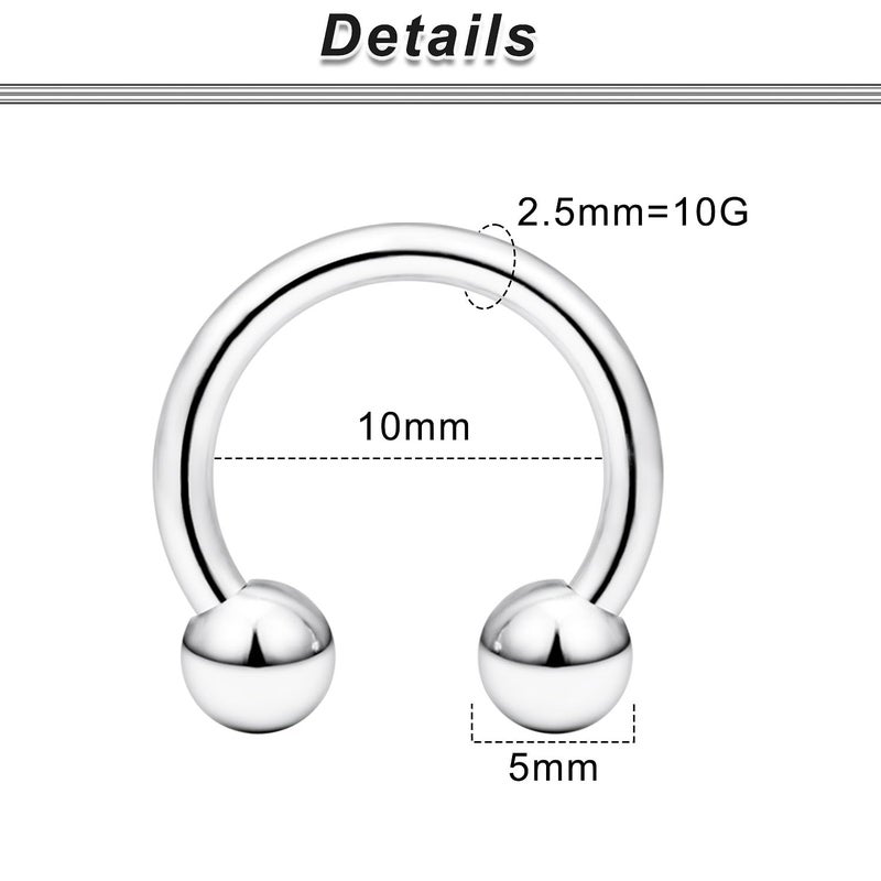 Ocptiy 10G Septum Ring Jewelry Gauges Earrrings Tunnel Plug stretching kit Big Large Septum Nose lip Ring Hoop Stainless Surgical Steel Cartilage Helix Tragus Earring Piercing Jewerly Women Men 10mm - Image 2