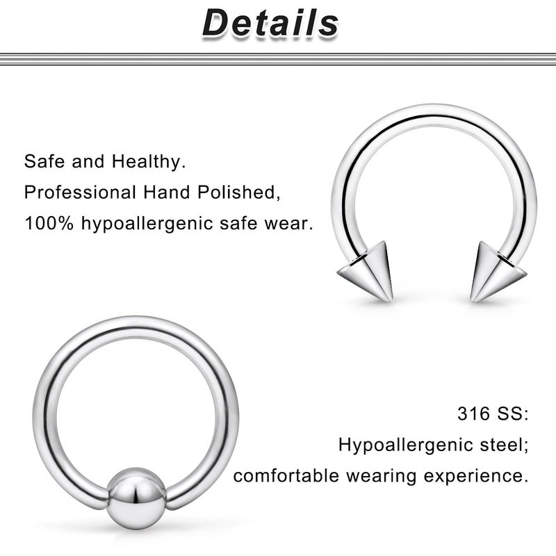 Ocptiy 10G Septum Ring Jewelry Gauges Earrrings Tunnel Plug stretching kit Big Large Septum Nose lip Ring Hoop Stainless Surgical Steel Cartilage Helix Tragus Earring Piercing Jewerly Women Men 10mm - Image 3