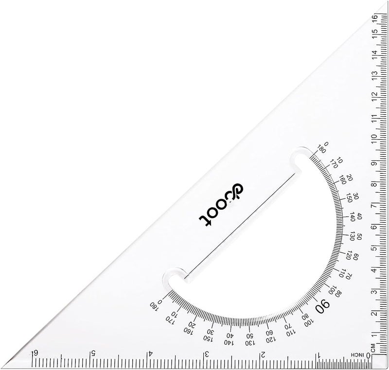 eBoot مجموعة مساطر مثلثية بلاستيكية شفافة كبيرة من EBOOT - 2 قطعة، زوايا 3060 و 4590 درجة، أداة رسم وتصميم، للمكتب والمدرسة - Image 4