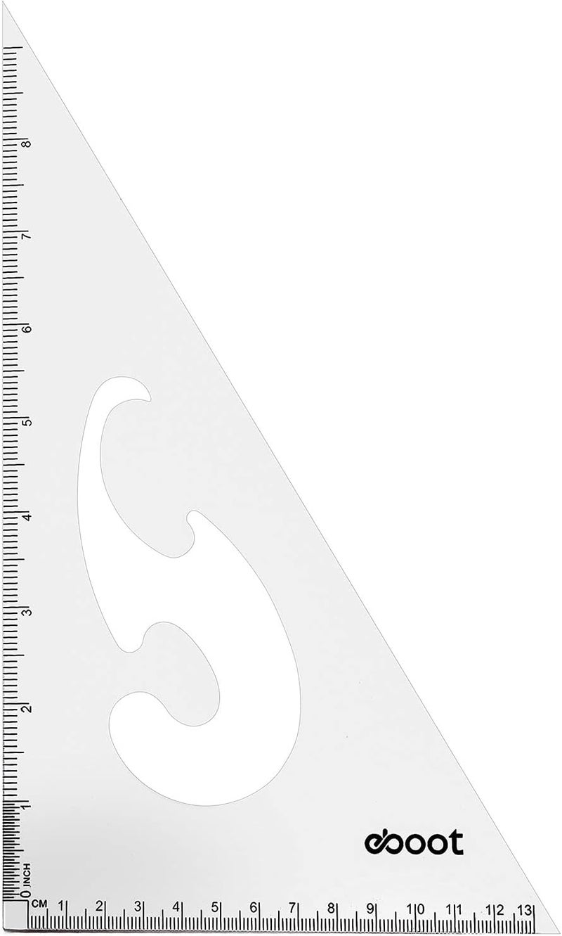 eBoot مجموعة مساطر مثلثية بلاستيكية شفافة كبيرة من EBOOT - 2 قطعة، زوايا 3060 و 4590 درجة، أداة رسم وتصميم، للمكتب والمدرسة - Image 3