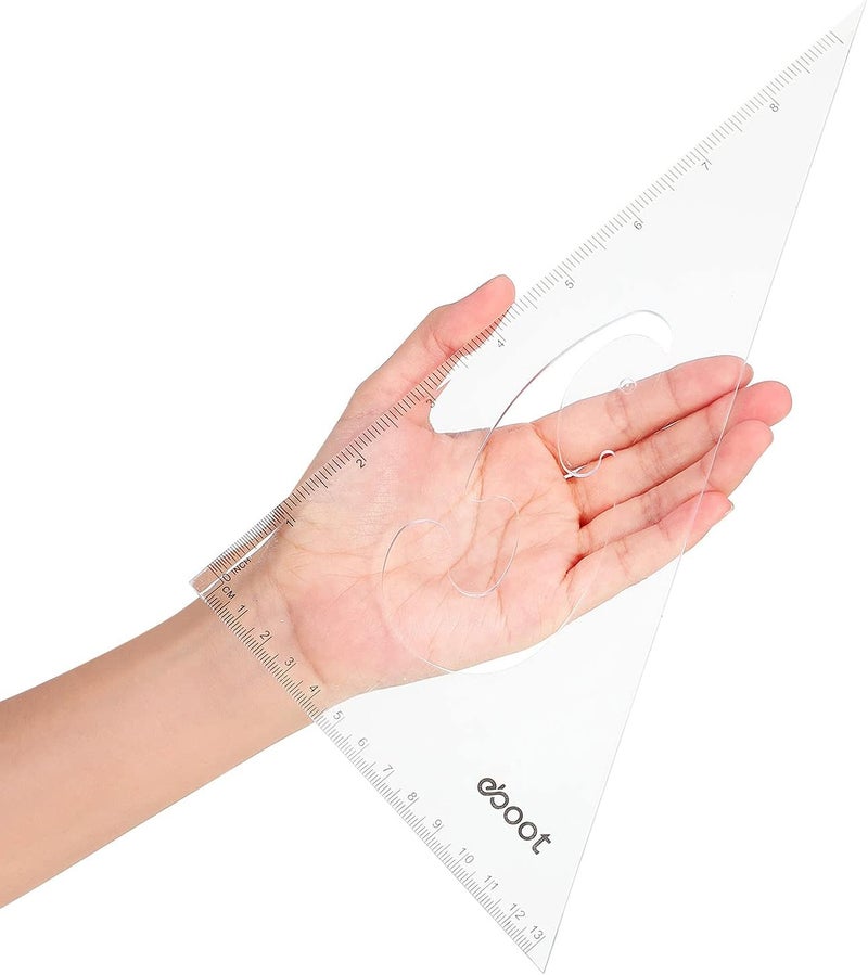 eBoot مجموعة مساطر مثلثية بلاستيكية شفافة كبيرة من EBOOT - 2 قطعة، زوايا 3060 و 4590 درجة، أداة رسم وتصميم، للمكتب والمدرسة - Image 5