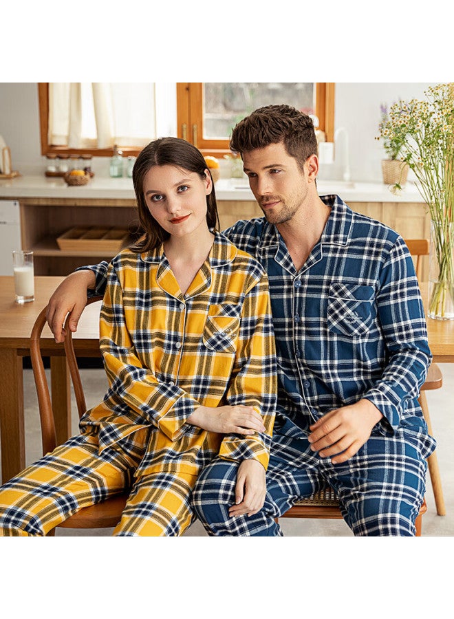 MEIBIAO American Standard Pure Cotton Pajamas Men Autumn Woven Cotton Brushed Couple 100% Cotton Long Sleeve Women's Homewear Red M - Image 5
