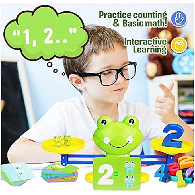 AM ANNA Balance Counting Cool Math Games,Weighing Scale Montessori Educational Math Counting Games & Balance Measuring STEM Toy (Frog) - Image 2