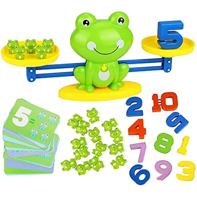 AM ANNA Balance Counting Cool Math Games,Weighing Scale Montessori Educational Math Counting Games & Balance Measuring STEM Toy (Frog) - Image 1