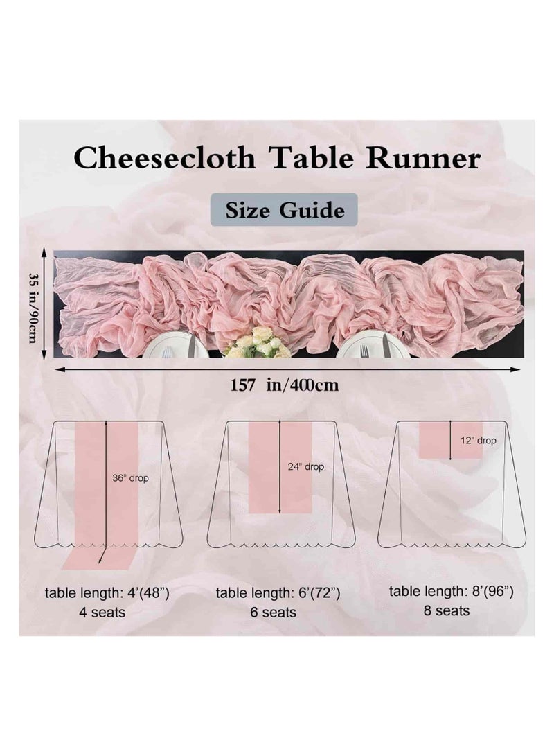 Anmi 90*400cm Table Runner, Boho Tablecloth for Wedding Bridal Baby Shower Birthday Party Decoration Table Centerpiece (Pink) - Image 2