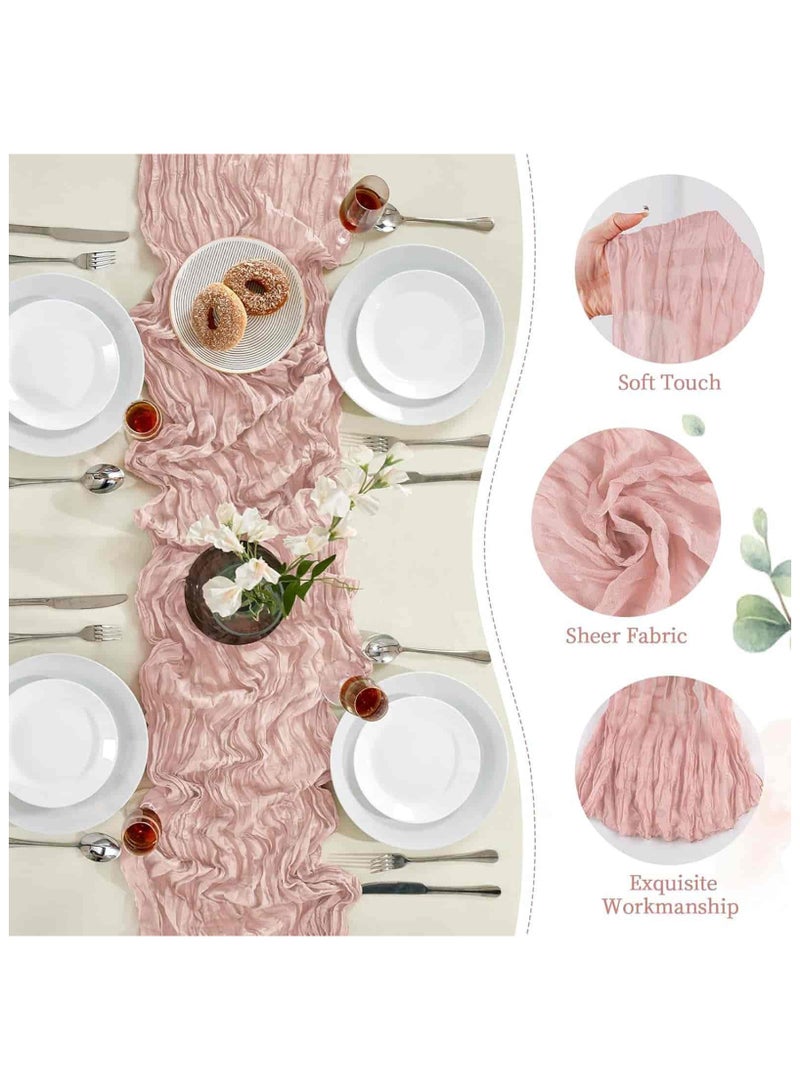 Anmi 90*400cm Table Runner, Boho Tablecloth for Wedding Bridal Baby Shower Birthday Party Decoration Table Centerpiece (Pink) - Image 4