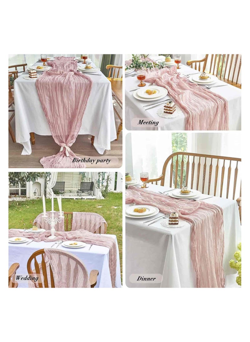 Anmi 90*400cm Table Runner, Boho Tablecloth for Wedding Bridal Baby Shower Birthday Party Decoration Table Centerpiece (Pink) - Image 5