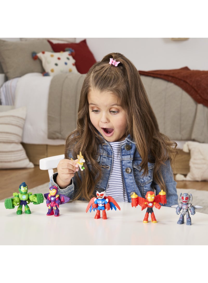 MARVEL مجموعة أبطال مارفل آيرون مان وأصدقائه الرائعين المدعومين، 3 إنش (7.6 سم) تماثيل حركة، مجموعات ألعاب للأولاد والبنات، أعمار 3 سنوات وما فوق - Image 3