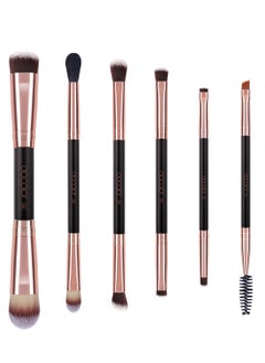 docolor Double Sided Makeup Brushes, 6Pcs Double Ended Eyeshadow Brush Set Professional Eye Makeup Brushes Set Foundation Eyeshadow Blending Eyebrow Travel Make Up Brushes Kits  - Image 1