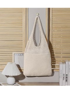 GMORO Crochet Tote Bag For Women, Crochet Mesh Beach Tote Bag Summer Vacation Aesthetic Boho Knit Bag for Women, Beach Top-handle Tote Bag  - Image 3