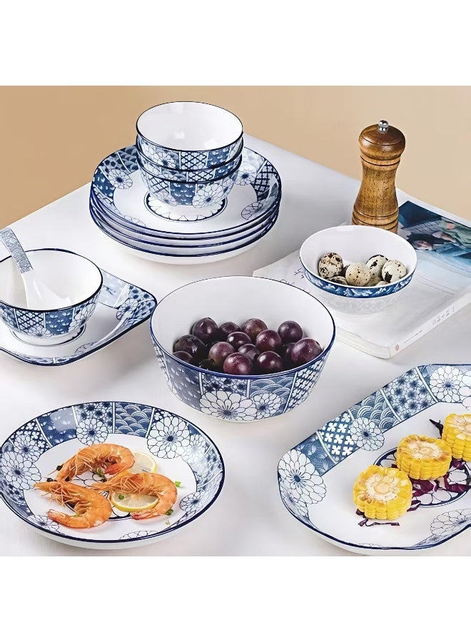 ChenDa Blue and White Porcelain Dinnerware Set 35-Piece Set Millennia-Old Classic Craftsmanship High-Temperature Resistant & Scratch-Proof Ideal for Home Gatherings & Holidays (Serves 6-8 People) - Image 5