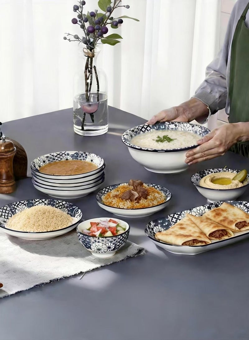 ChenDa Blue and White Porcelain Dinnerware Set 35-Piece Set Millennia-Old Classic Craftsmanship High-Temperature Resistant & Scratch-Proof Ideal for Home Gatherings & Holidays (Serves 6-8 People) - Image 2