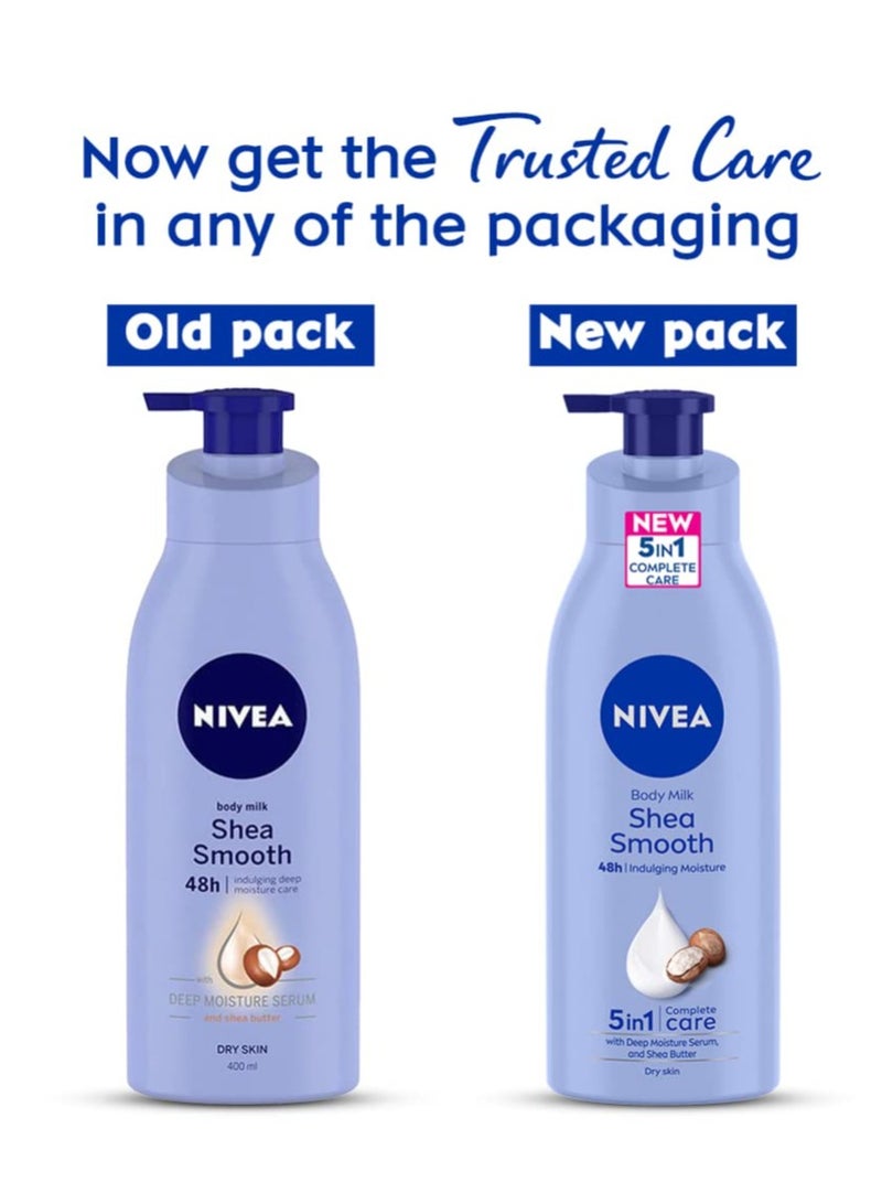 Nivea لوشن الجسم شيا سموذ 400 مل | ترطيب لمدة 48 ساعة | مع سيروم ترطيب عميق وزبدة الشيا | غير دهني وبشرة صحية المظهر - Image 2