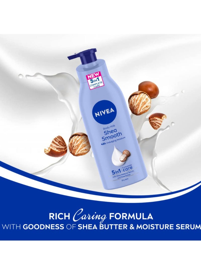 Nivea لوشن الجسم شيا سموذ 400 مل | ترطيب لمدة 48 ساعة | مع سيروم ترطيب عميق وزبدة الشيا | غير دهني وبشرة صحية المظهر - Image 5