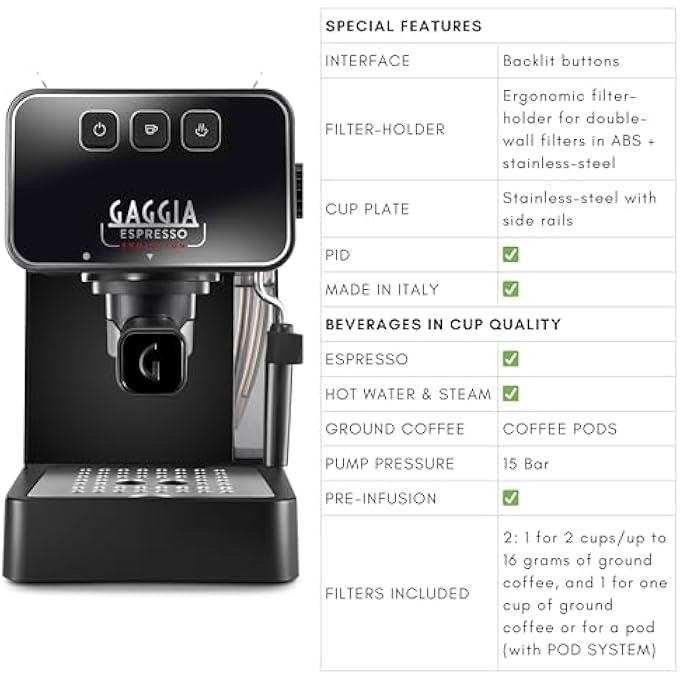 جاجيا آلة صنع قهوة إيطالية إسبريسو إيفولوشن مع لوحة تسخين أكواب غلاية يتم التحكم بها عن طريق Pid، عصا بخار Pannarello مع خاصية التخمير التلقائي، حامل فلتر 53 مم، صانع كابتشينو أمريكانو للمنزل، لون أسود - Image 4
