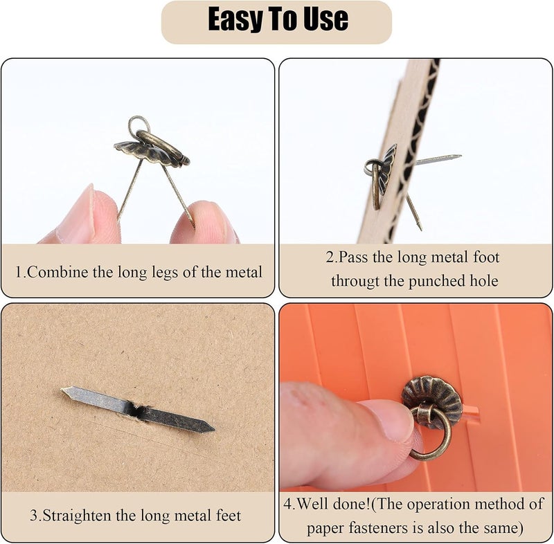 Yiphates 40Pcs Metal Brad Fasteners with Pull Rings Small Ring Fasteners Ring Pulls Handle for DIY Crafts Decoration Accessories - Image 4