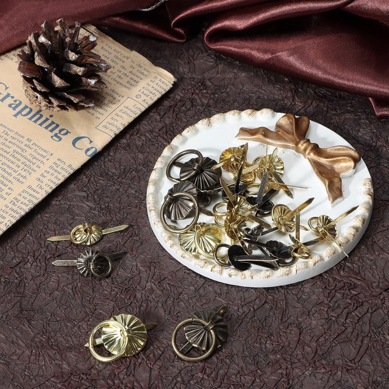 Yiphates 40Pcs Metal Brad Fasteners with Pull Rings Small Ring Fasteners Ring Pulls Handle for DIY Crafts Decoration Accessories - Image 2