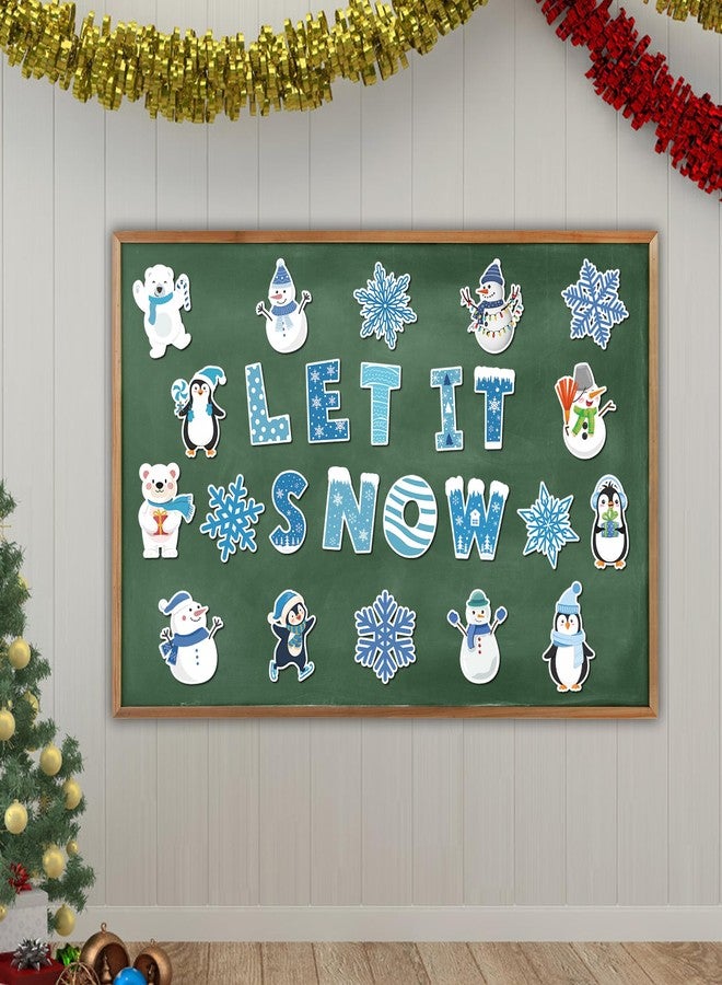 Lucleag 50 PCS Let It Snow Cutouts for Bulletin Board Decorations, Snowman Penguin Snowflakes Paper Cut-Outs Winter Cut Outs for Winter Christmas School Classroom Office Wall Bulletin Board Decor - Image 2