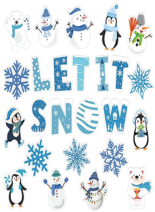 Lucleag 50 PCS Let It Snow Cutouts for Bulletin Board Decorations, Snowman Penguin Snowflakes Paper Cut-Outs Winter Cut Outs for Winter Christmas School Classroom Office Wall Bulletin Board Decor - Image 1