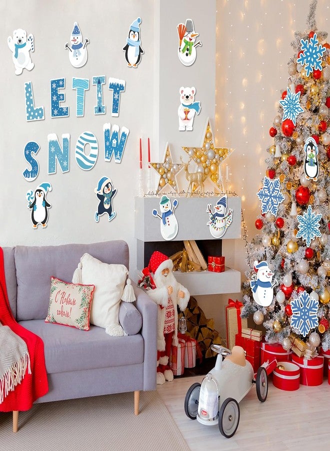 Lucleag 50 PCS Let It Snow Cutouts for Bulletin Board Decorations, Snowman Penguin Snowflakes Paper Cut-Outs Winter Cut Outs for Winter Christmas School Classroom Office Wall Bulletin Board Decor - Image 4