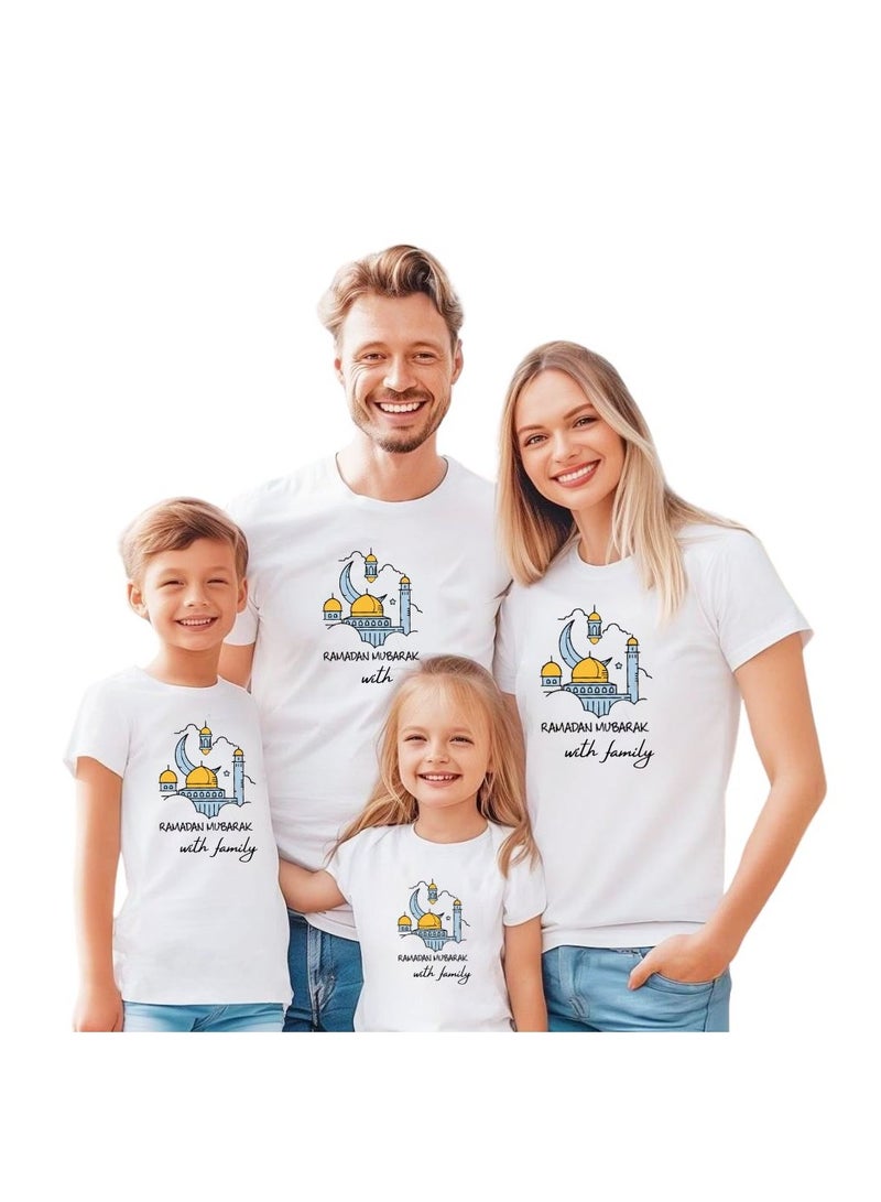 PRINTSHOP4ME Ramadan Family Matching T-Shirts For Men,Women And Kids–Festive Eid Mubarak Short Sleeve Round Neck Cotton T-Shirts–Perfect For Ramadan - Image 1