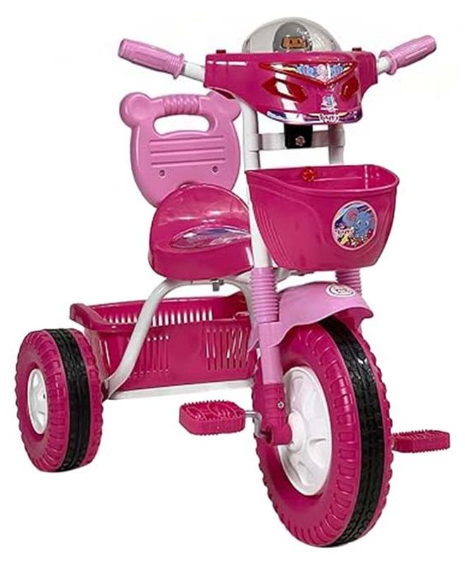 البدر دراجة توازن للأطفال من البدر، دراجة ثلاثية العجلات للأطفال بموسيقى وأضواء مع مقعد واحد وسلة، لون زهري، لعمر 2-5 سنوات - Image 1