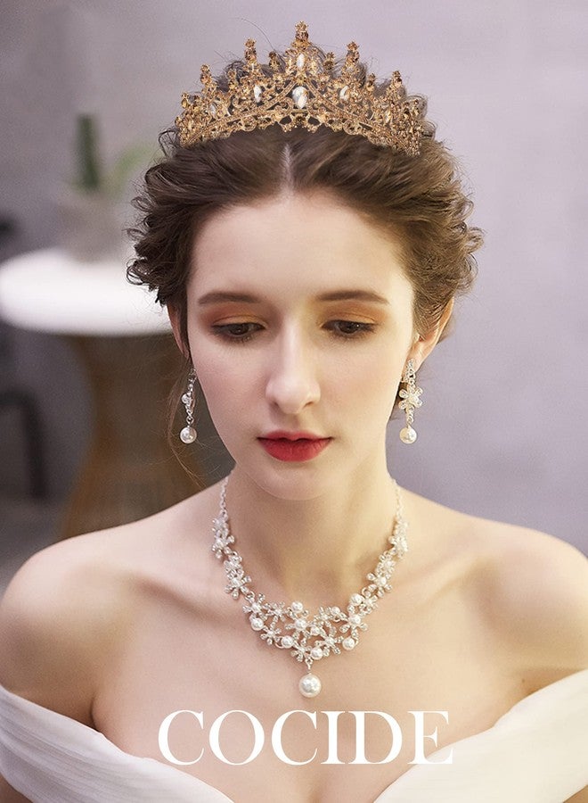 Cocide تاج كوكيد الذهبي وتاج للنساء تاج كريستالي ملكي تاج أميرة مزين بالأحجار الكريمة للفتيات العرائس إكسسوارات شعر لحفلات الزفاف وأعياد الميلاد وحفلات التخرج وأزياء الهالوين وكوسبلاي - Image 4