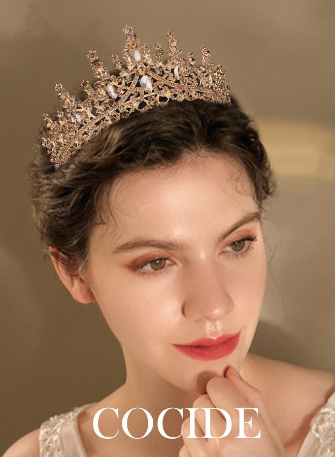 Cocide تاج كوكيد الذهبي وتاج للنساء تاج كريستالي ملكي تاج أميرة مزين بالأحجار الكريمة للفتيات العرائس إكسسوارات شعر لحفلات الزفاف وأعياد الميلاد وحفلات التخرج وأزياء الهالوين وكوسبلاي - Image 3