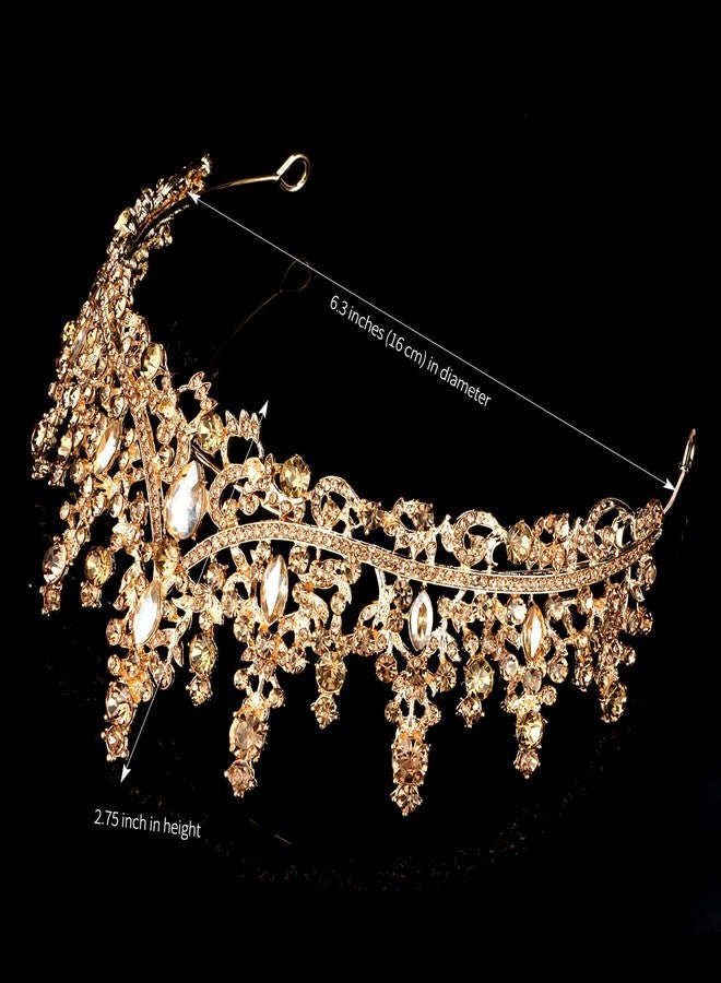 Cocide تاج كوكيد الذهبي وتاج للنساء تاج كريستالي ملكي تاج أميرة مزين بالأحجار الكريمة للفتيات العرائس إكسسوارات شعر لحفلات الزفاف وأعياد الميلاد وحفلات التخرج وأزياء الهالوين وكوسبلاي - Image 2