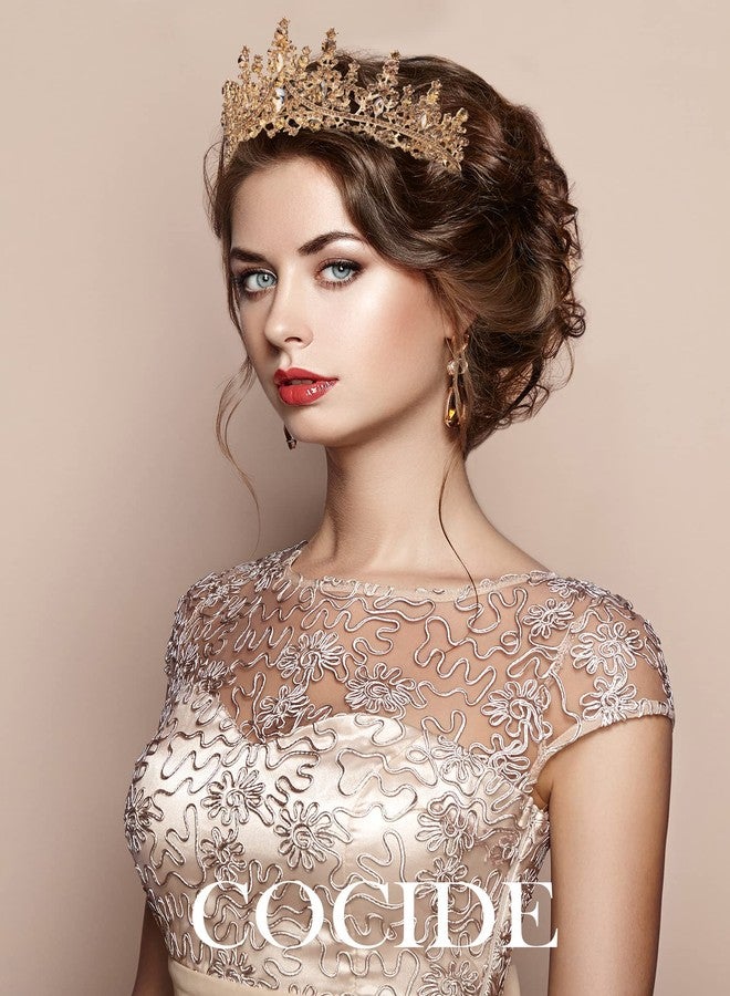 Cocide تاج كوكيد الذهبي وتاج للنساء تاج كريستالي ملكي تاج أميرة مزين بالأحجار الكريمة للفتيات العرائس إكسسوارات شعر لحفلات الزفاف وأعياد الميلاد وحفلات التخرج وأزياء الهالوين وكوسبلاي - Image 5