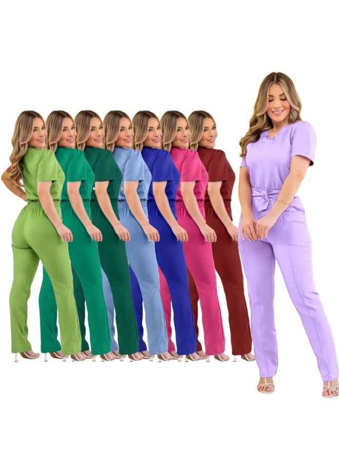 Loquat Womens Medical Scrubs Set Medical Uniform Set Apple Green - Image 3