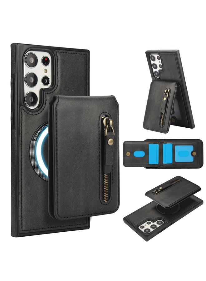 اس-توب جراب لهاتف Samsung Galaxy S22 Ultra 5G بسحاب ومحفظة MagSafe مقسمة من الجلد الخلفي - Image 1