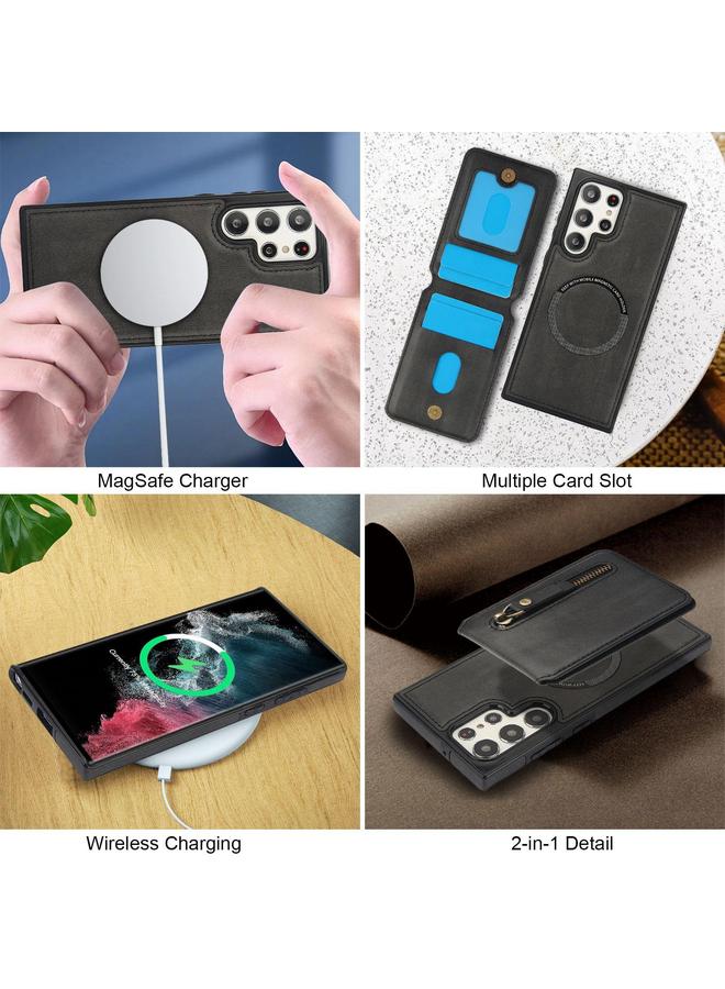 اس-توب جراب لهاتف Samsung Galaxy S22 Ultra 5G بسحاب ومحفظة MagSafe مقسمة من الجلد الخلفي - Image 5