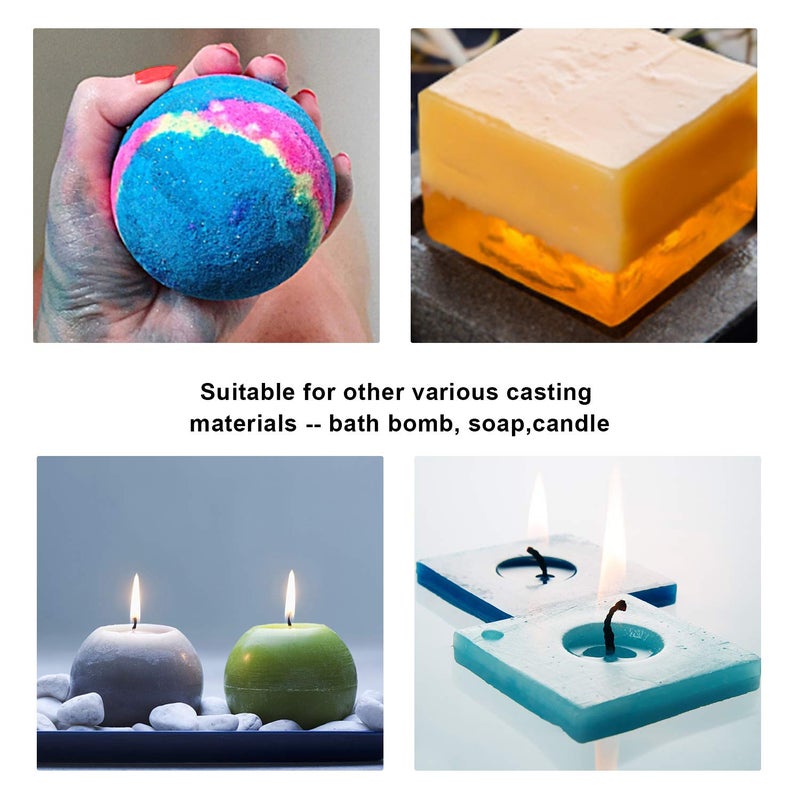 Repinsta Silicone Resin Molds 5Pcs Resin Casting Molds Including Sphere, Cube, Pyramid, Square, Round with 1 Measuring Cup & 5 Plastic Transfer Pipettes for Resin Epoxy, Candle Wax, Soap, Bowl Mat etc - Image 4