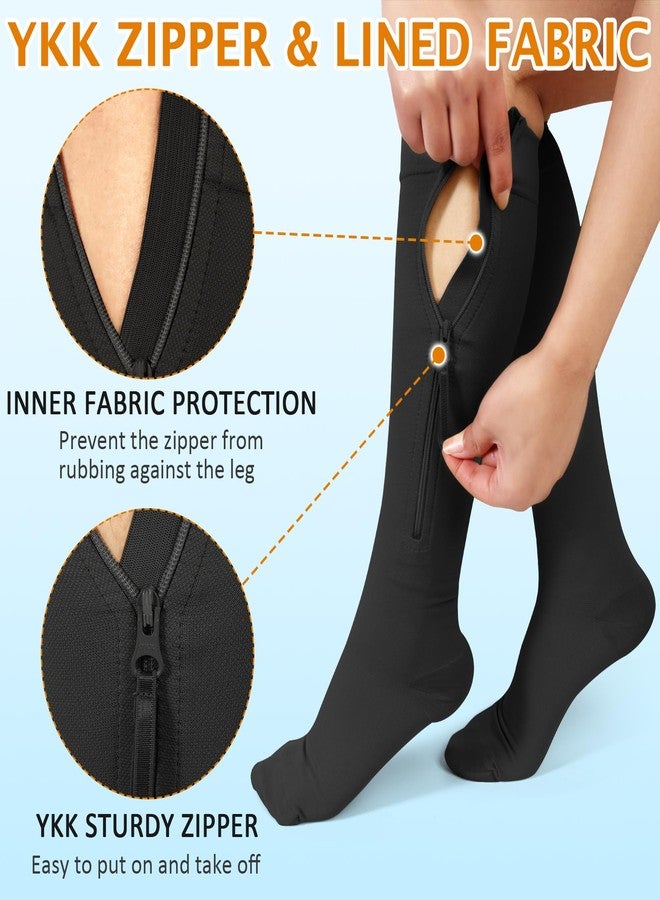 CASMON Zipper Compression Socks for Women & Men, 20-30 mmHg Closed Toe Knee High Support Sock, Medical Zip up Socks for Edema, Varicose Veins, Post-surgery, Swelling, Nurses, Pregnancy (1 Pair) - Image 4