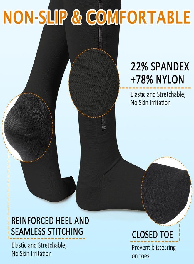 CASMON Zipper Compression Socks for Women & Men, 20-30 mmHg Closed Toe Knee High Support Sock, Medical Zip up Socks for Edema, Varicose Veins, Post-surgery, Swelling, Nurses, Pregnancy (1 Pair) - Image 5
