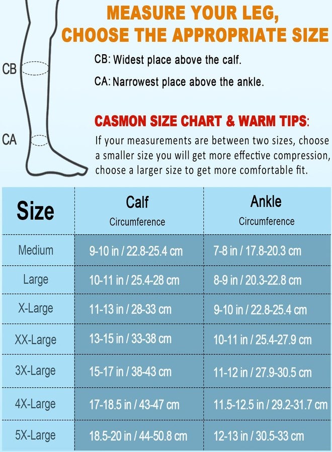 CASMON Zipper Compression Socks for Women & Men, 20-30 mmHg Closed Toe Knee High Support Sock, Medical Zip up Socks for Edema, Varicose Veins, Post-surgery, Swelling, Nurses, Pregnancy (1 Pair) - Image 2