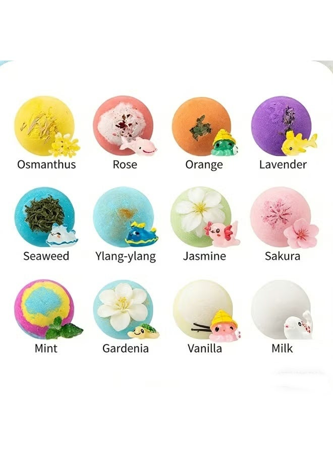 SKT Shiketro 12-Pack Ocean Series Bath Bombs Gift Set with Surprise Toys Inside - Natural Essential Oil Bath Fizzies for Kids & Adults, Handmade Spa Bath Bombs for Relaxation, Moisturizing & Skin Care - Image 2