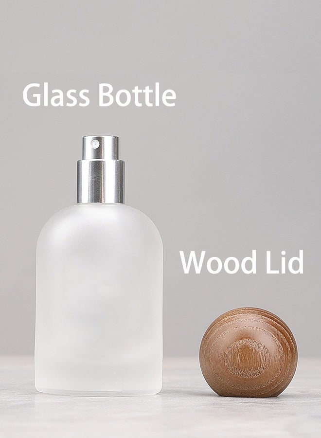 مكمهينغ بوب زجاجتان عطر سعة 50 مل، زجاجة عطر صغيرة محمولة قابلة لإعادة التعبئة، تصميم زجاجة زجاجية مصنفرة، زجاجة عطر فارغة مع غطاء خشبي، بما في ذلك أداة توزيع السائل - Image 4