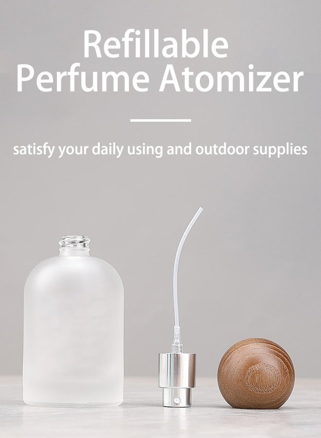 مكمهينغ بوب زجاجتان عطر سعة 50 مل، زجاجة عطر صغيرة محمولة قابلة لإعادة التعبئة، تصميم زجاجة زجاجية مصنفرة، زجاجة عطر فارغة مع غطاء خشبي، بما في ذلك أداة توزيع السائل - Image 5