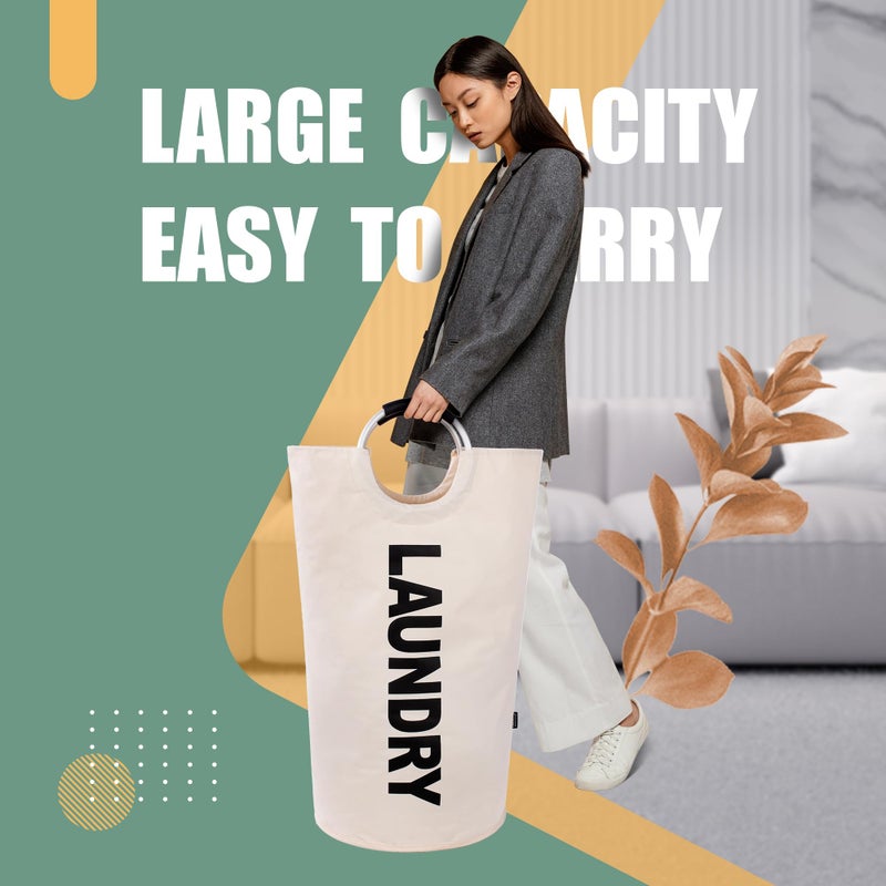 Caroeas 90L Laundry Basket (13 Colors), Waterproof Laundry Hamper, Laundry Bag with Padded Handles, Clothes Hamper, Collapsible Laundry Basket Easy Storage - Image 3