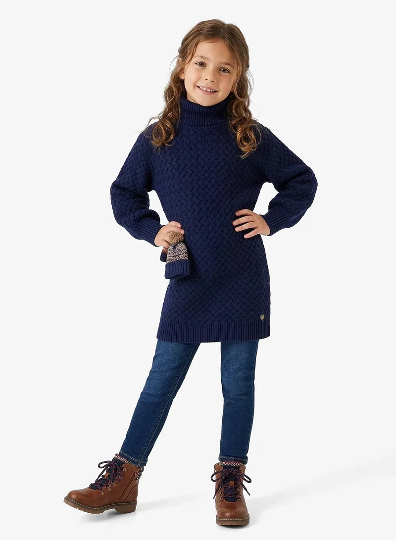 جس فستان متوسط الطول للأطفال بتصميم سويتر
