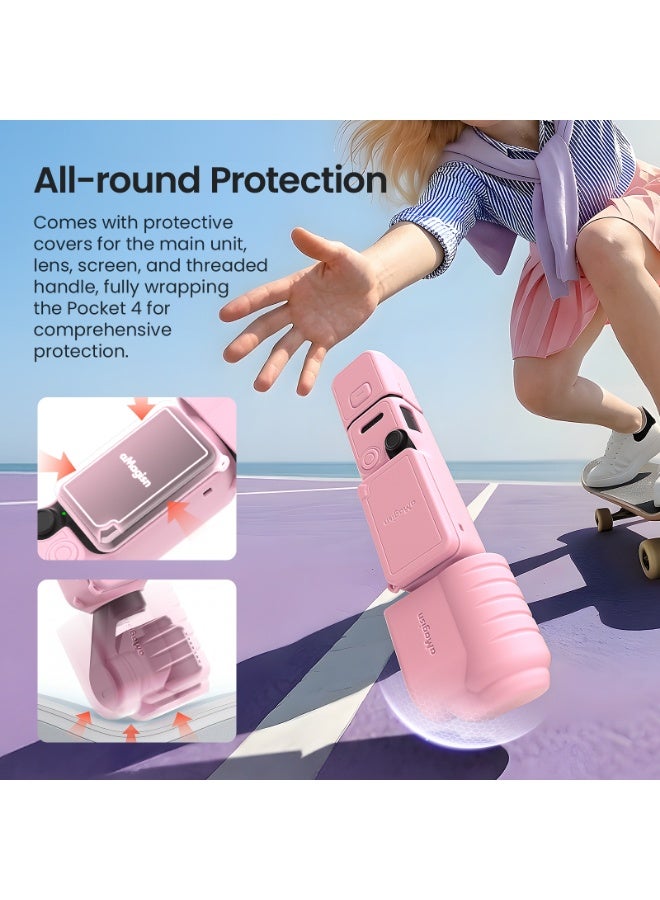 aMagisn متوافق مع DJI Osmo Pocket 4، غطاء حماية سيليكون كامل بتصميم دقيق وفتحات مخصصة وحبل مانع للفقدان (أسود) - Image 3