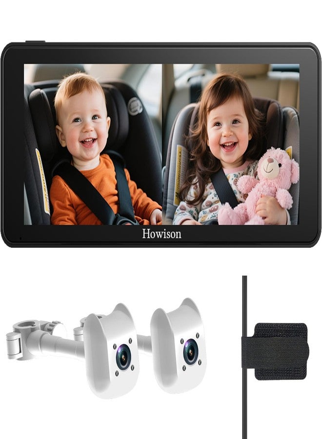 Howison 6.86'' Dual Car Camera Baby Monitor, 1080P Baby Car Camera with IR Night Vision, 150° Wide Angle, USB Powered, Easy to Install, Real-Time Rear Seat Monitoring, Safety for Kids and Newborns - Image 1