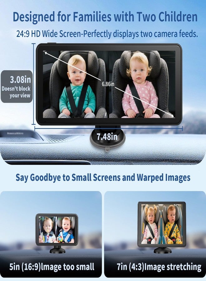 Howison 6.86'' Dual Car Camera Baby Monitor, 1080P Baby Car Camera with IR Night Vision, 150° Wide Angle, USB Powered, Easy to Install, Real-Time Rear Seat Monitoring, Safety for Kids and Newborns - Image 2