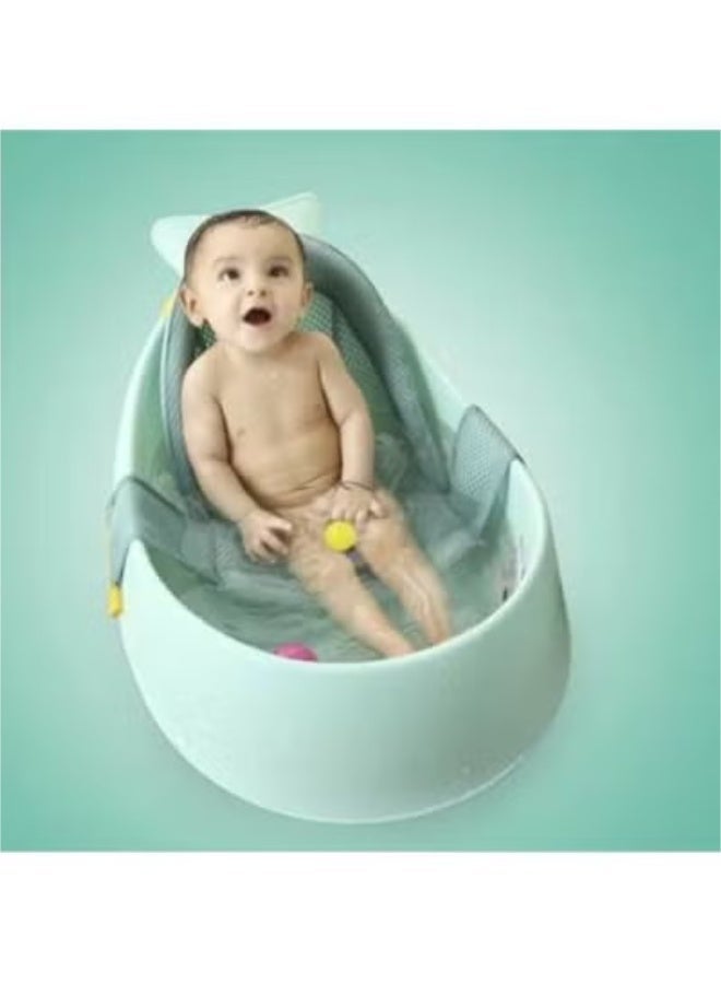 Latafah 3-Stage Baby Bathtub with Mesh Sling & Drain Plug – Anti-Slip Infant Bath Tub from Newborn to Toddler – Compact Baby Bath with Soft Support - Image 1