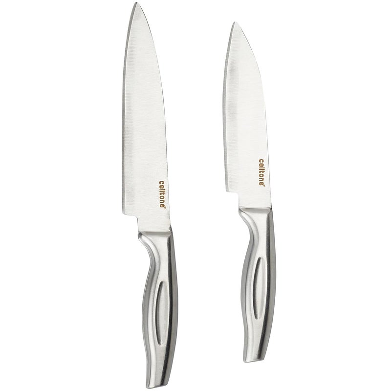 Celltone Chopping Board with Chefs Knives Set Stainless Steel Premium Kitchen Knives Chefs Knife Big and Small Pack of 2 Knives Red - Image 3