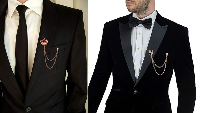 Mahi Combo of Double Layer Chain Wedding Occasion Brooch for Men (PACO1105174PR) - Image 2
