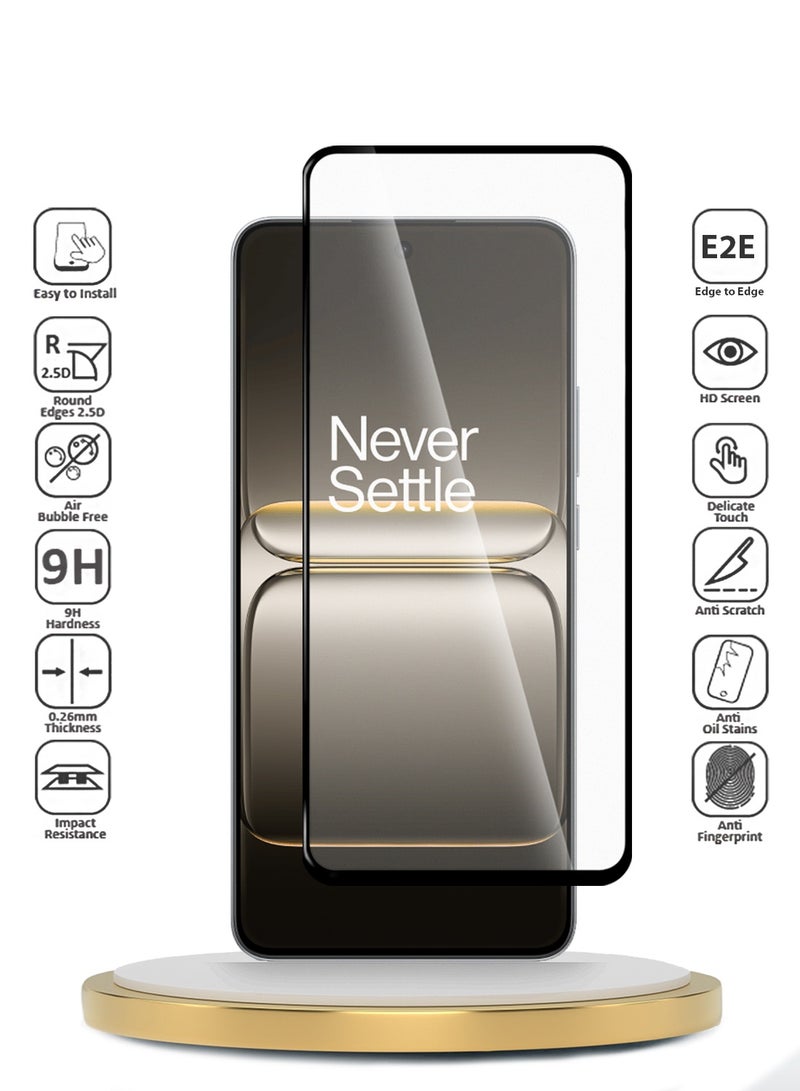 دبليو تيك حماية شاشة زجاجية مقسّاة كاملة مع لاصق كامل من سلسلة 2025 بريموم E2E لجهاز OnePlus Nord CE5 5G (MSGECN) - شفاف/أسود - Image 2